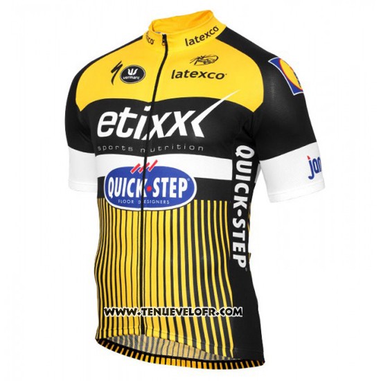 2016 Maillot Ciclismo Etixx Quick Step Jaune et Noir Manches Courtes et Cuissard